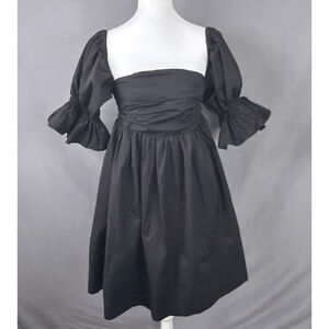 Tuckernuck Monica Nera Dress Medium Black CottonPuff Sleeve‎ Smocked Cocktail